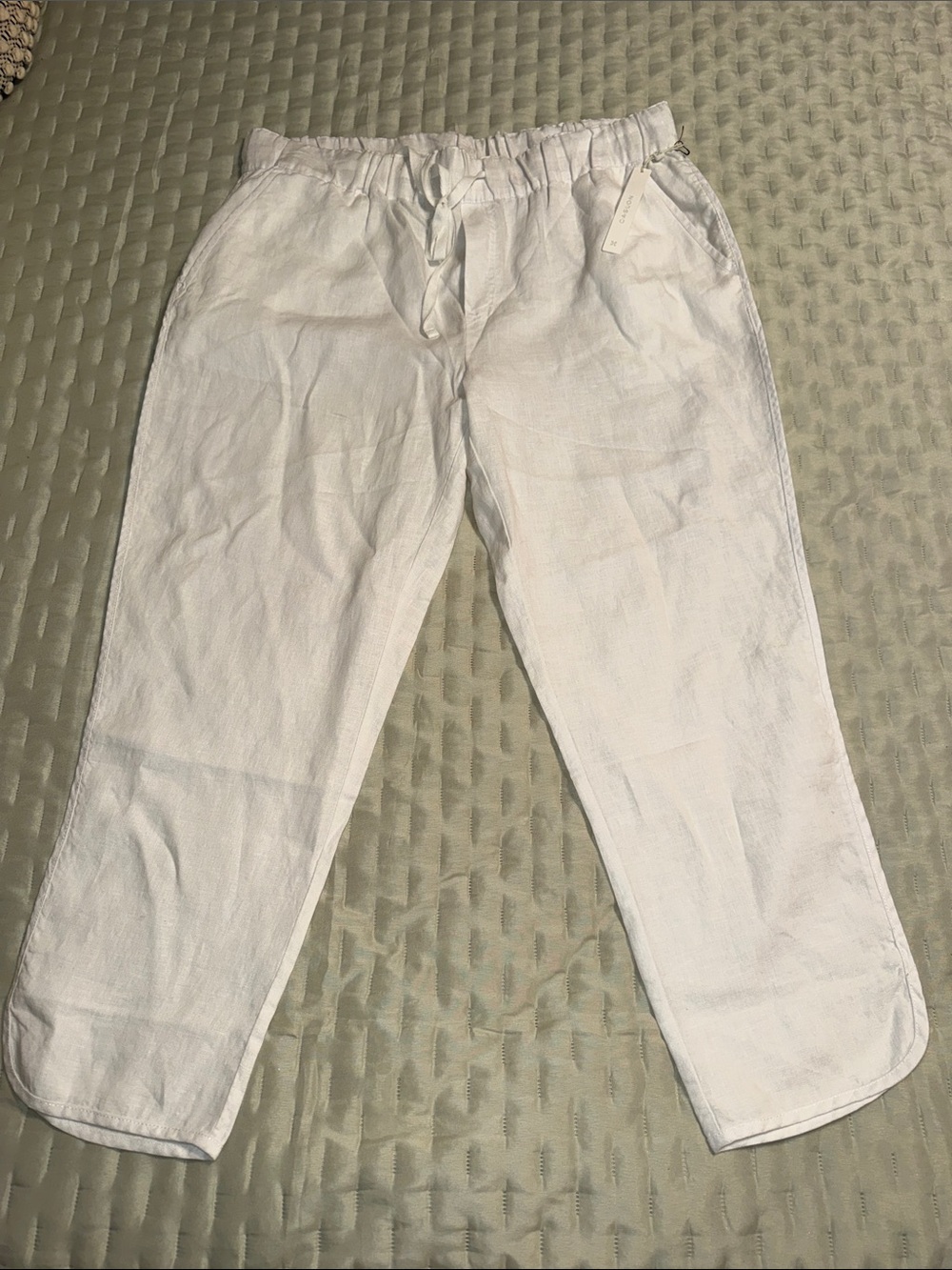 Women’s Caslon White Linen Drawstring Pants